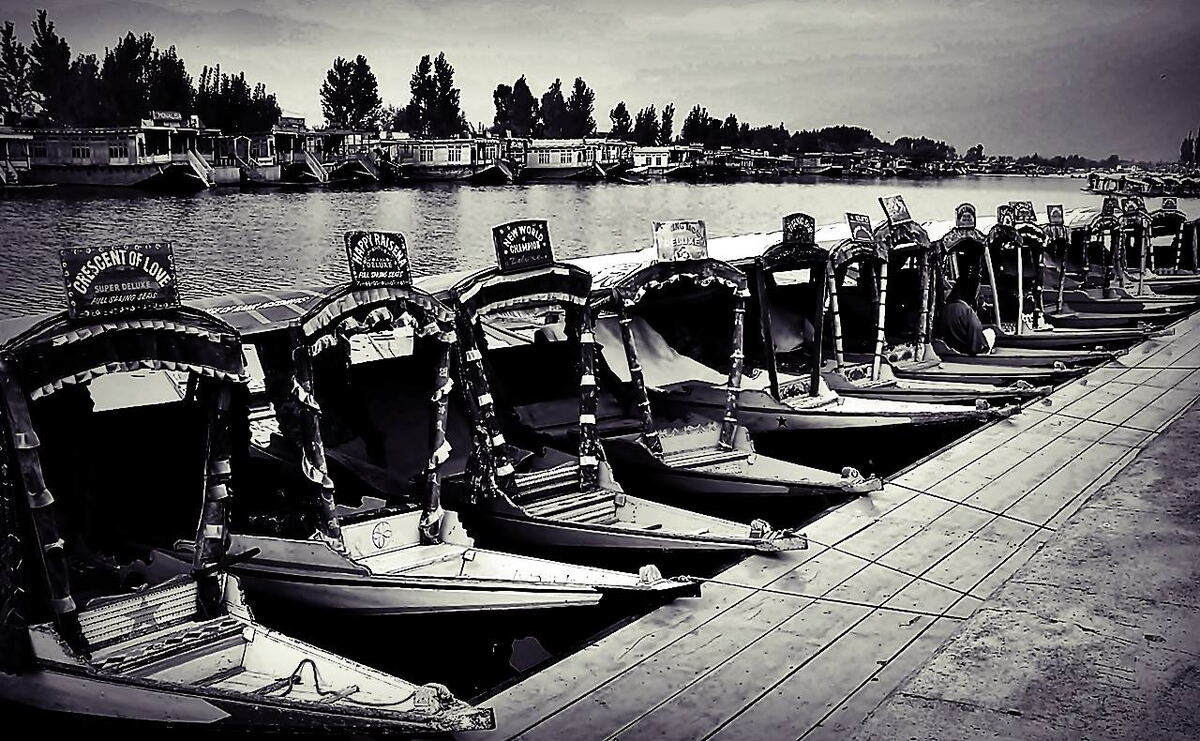 A line of Shikara at Dal Lake