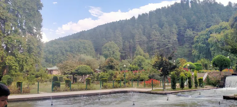 Garden and mountain view of Achabal Mughal garden